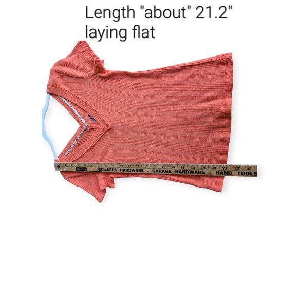 Anthropologie Pilcro s/s tangerine ribbed v-neck modal cotton tee size S EUC - Picture 8 of 11